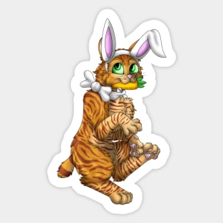 Bobtail BunnyCat: Ginger Tabby (White) Sticker